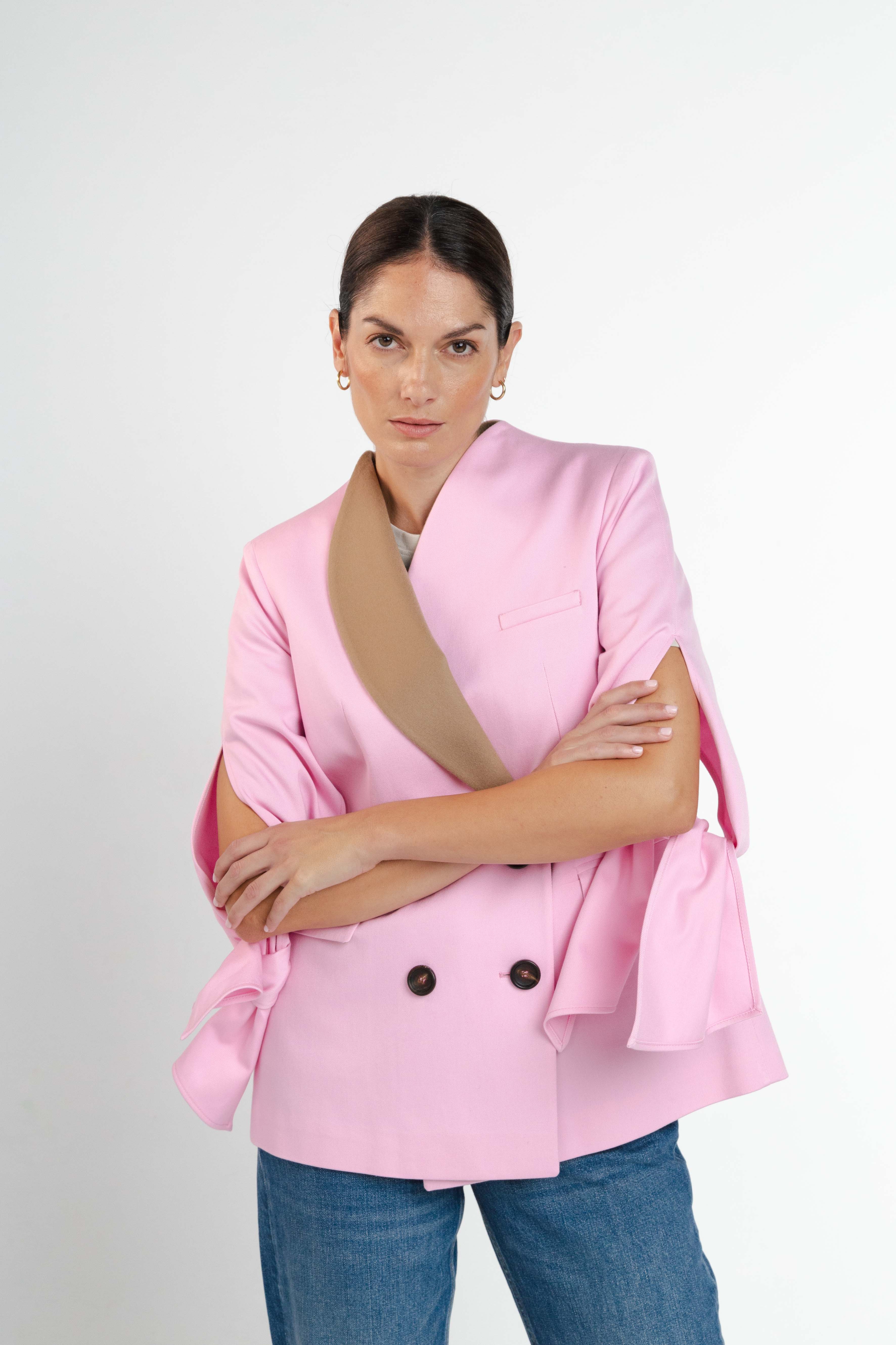 Gio Guarini Dove Cotton Drill Pink Luxury Blazer Made in Puglia