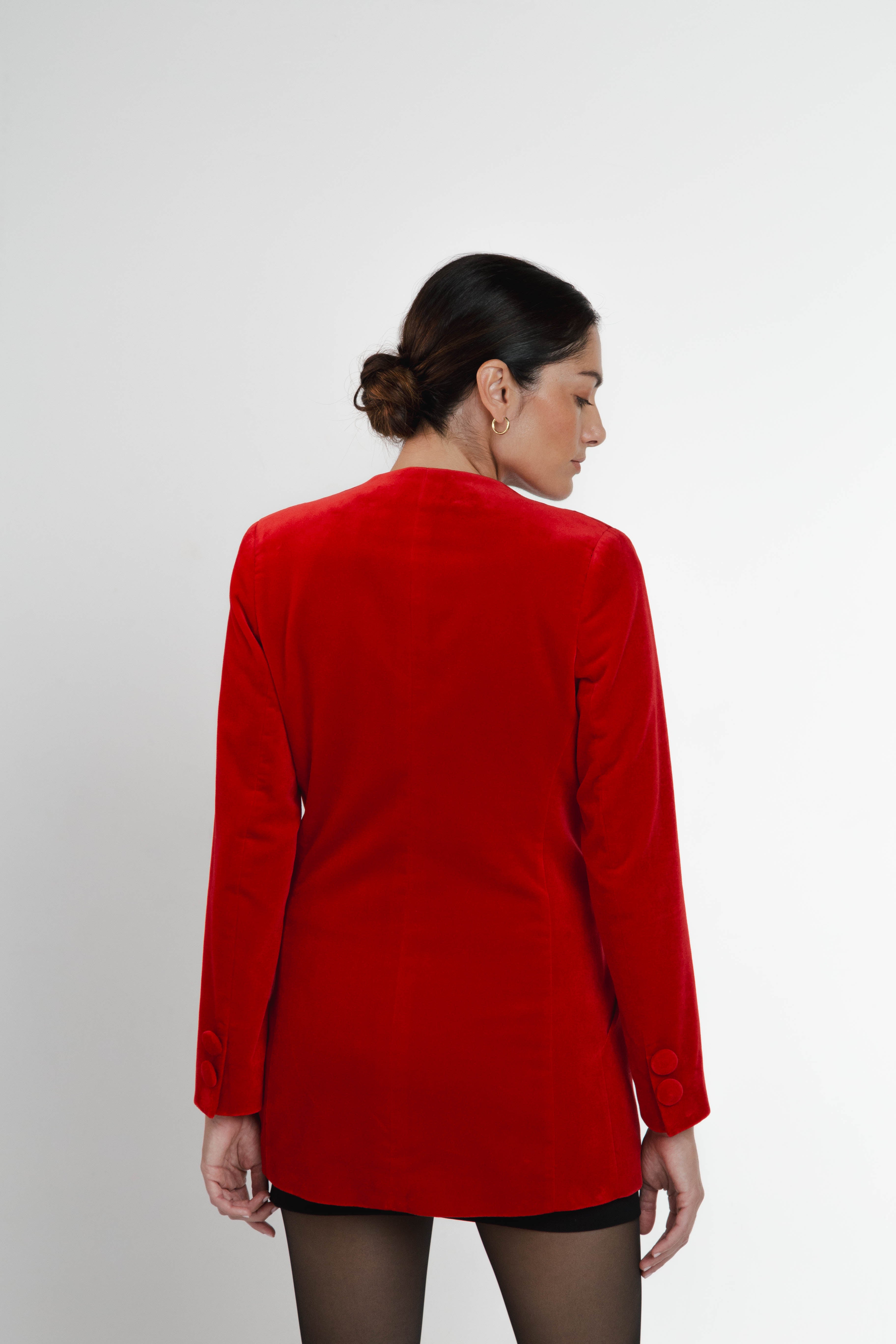 Gio Guarini Eternity Red Velvet Blazer Love Lapel Made in Puglia