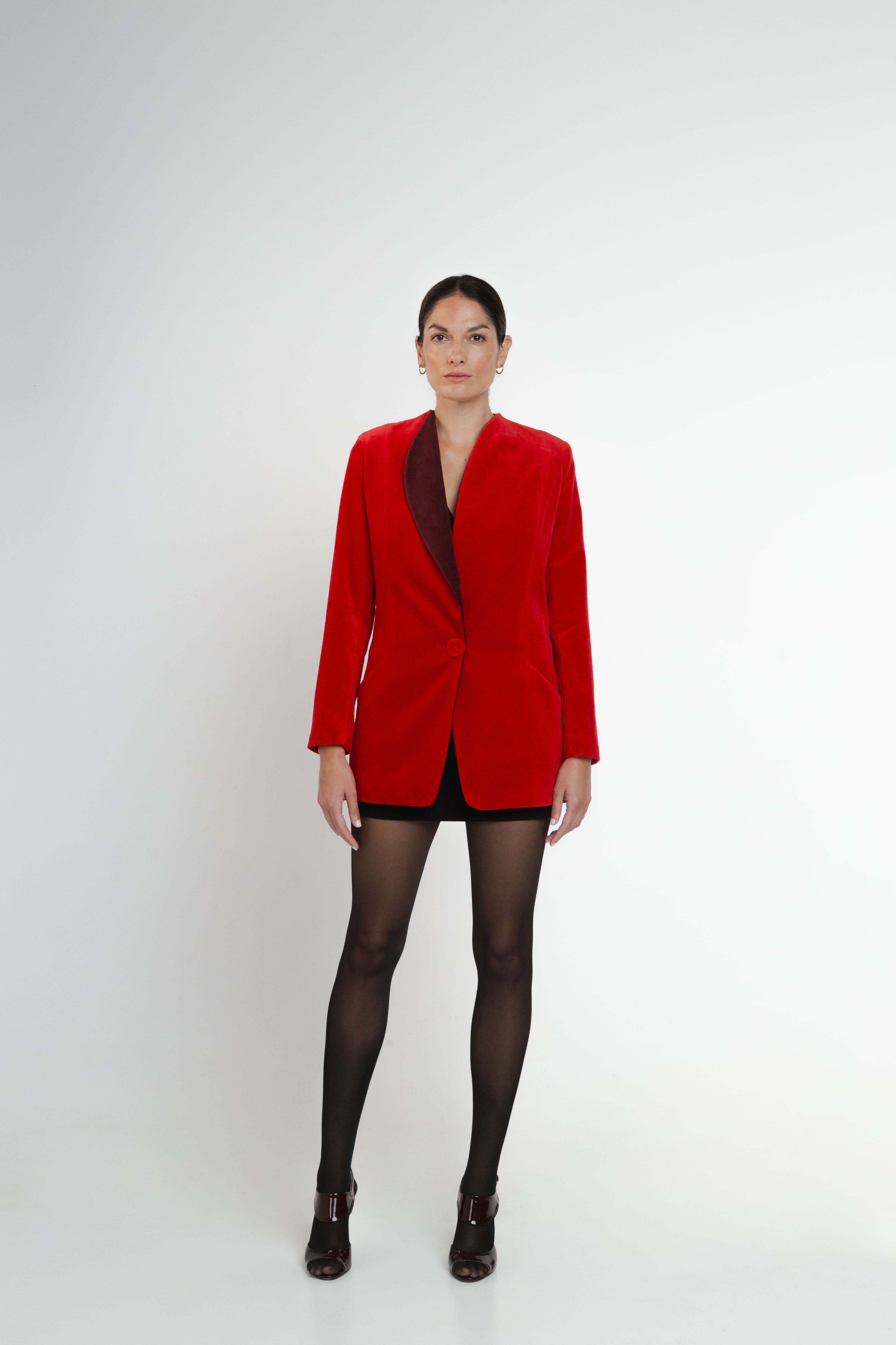 Gio Guarini Eternity Red Velvet Blazer Love Lapel Made in Puglia